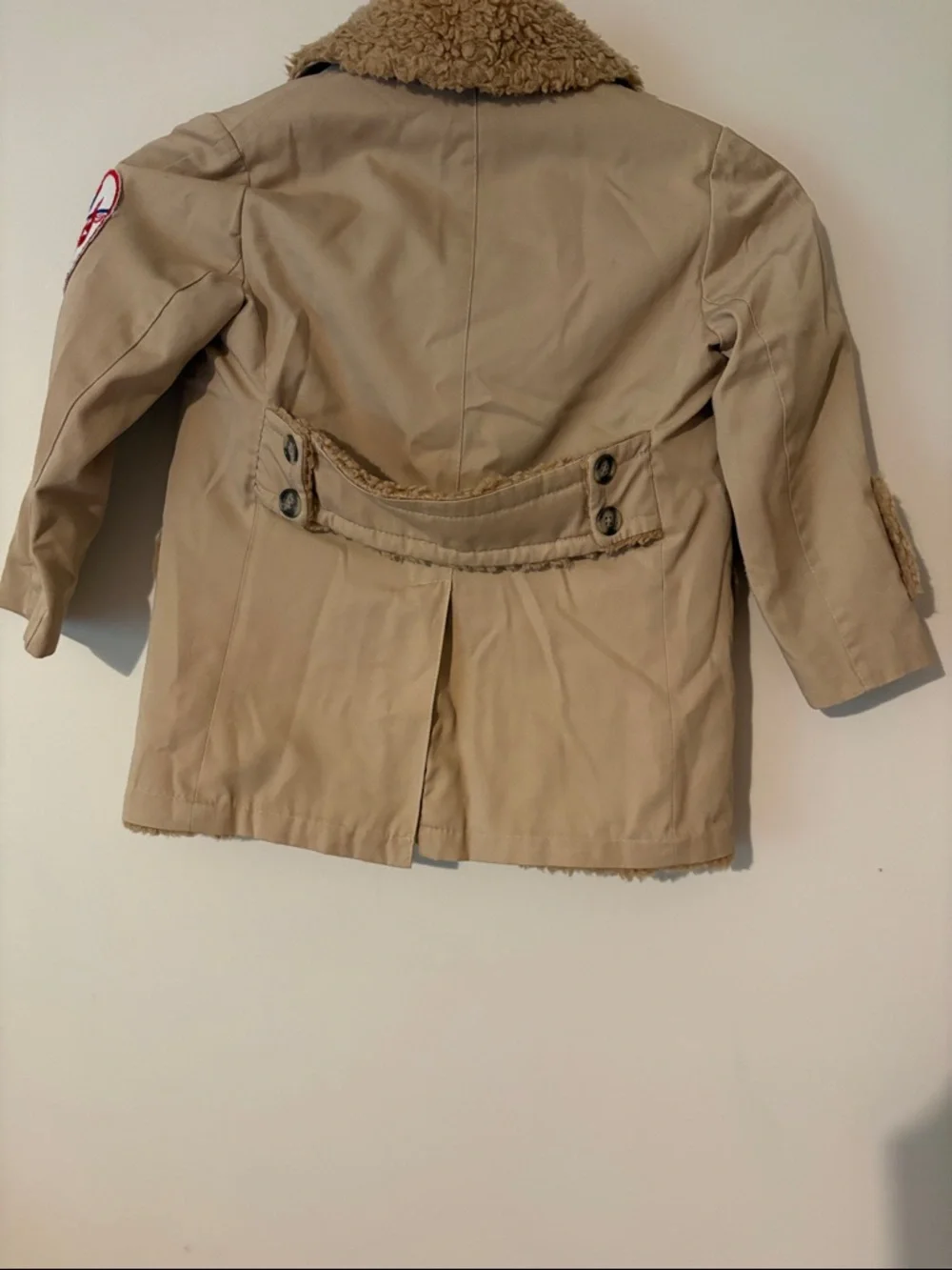 Vtg boys  1970’s Peacoat Tan Sherpa Lined Jacket size? 7/8 retro turtle vagabond